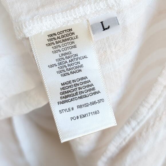 Anthropologie Cloth & Stone Beige/White Striped Tie Back Midi Dress, size L - Picture 9 of 10